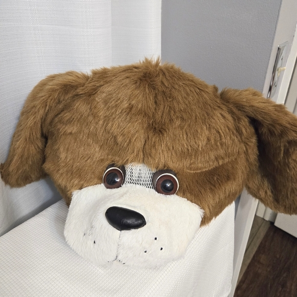 Spirit Halloween Dog Head Costume Vented Faux Fur Fuzzy Puppy Mask - Picture 1 of 12